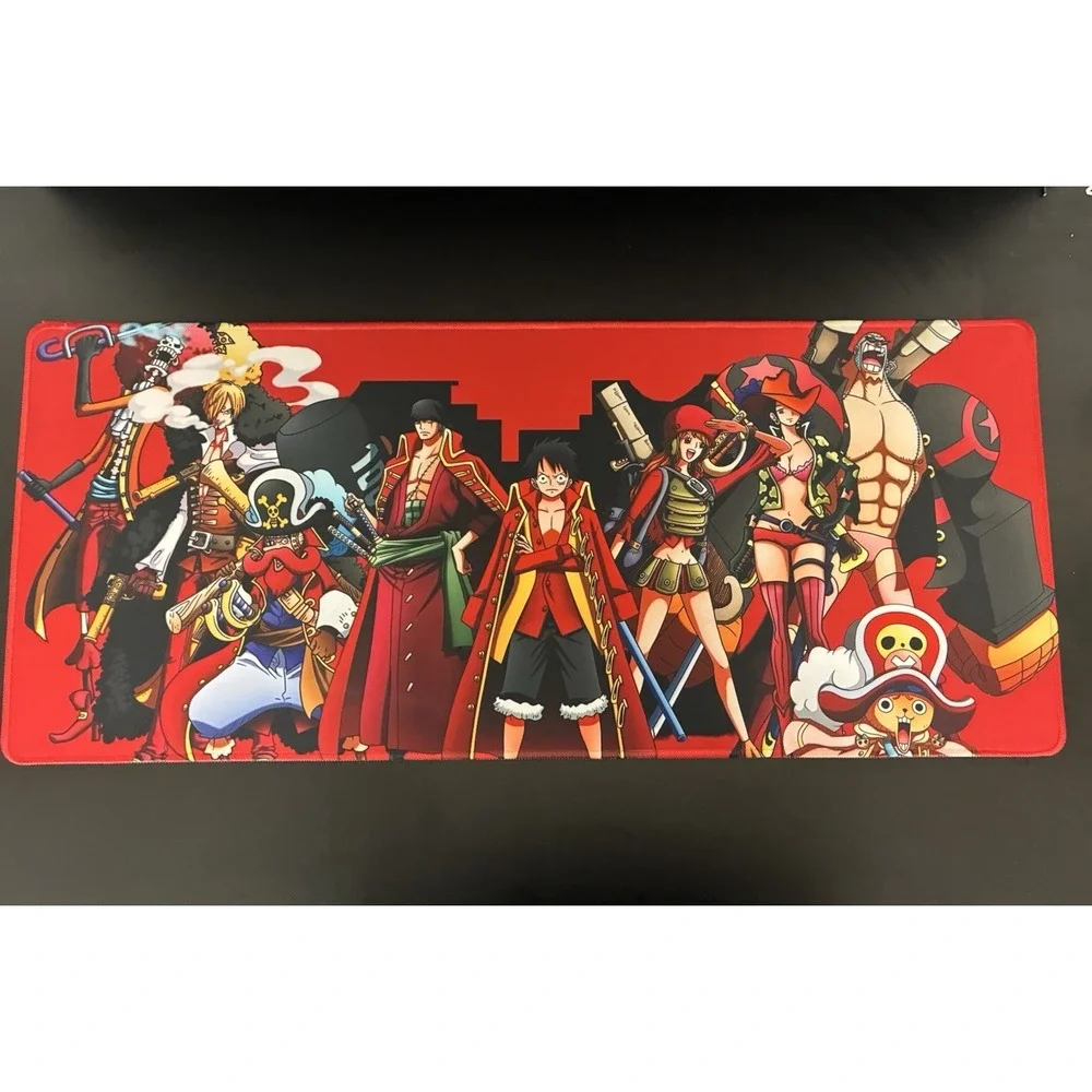 One Piece Anime Character Mouse Pad Desk Mat, Red & Multicolor Design